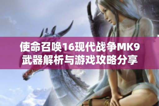 使命召唤16现代战争MK9武器解析与游戏攻略分享