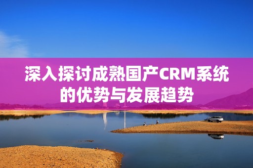 深入探讨成熟国产CRM系统的优势与发展趋势