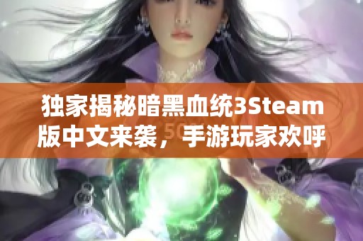 独家揭秘暗黑血统3Steam版中文来袭，手游玩家欢呼！