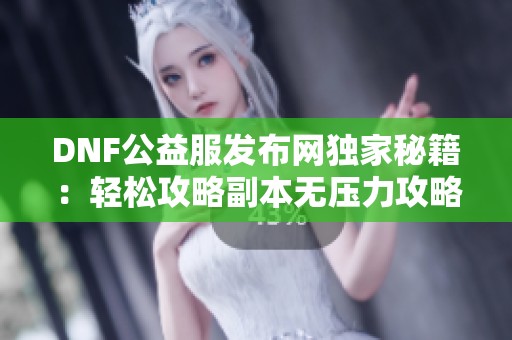 DNF公益服发布网独家秘籍：轻松攻略副本无压力攻略大全