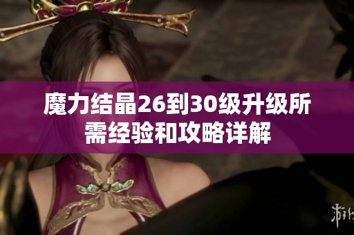 魔力结晶26到30级升级所需经验和攻略详解