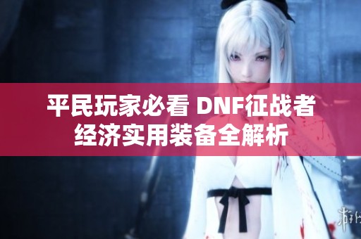 平民玩家必看 DNF征战者经济实用装备全解析
